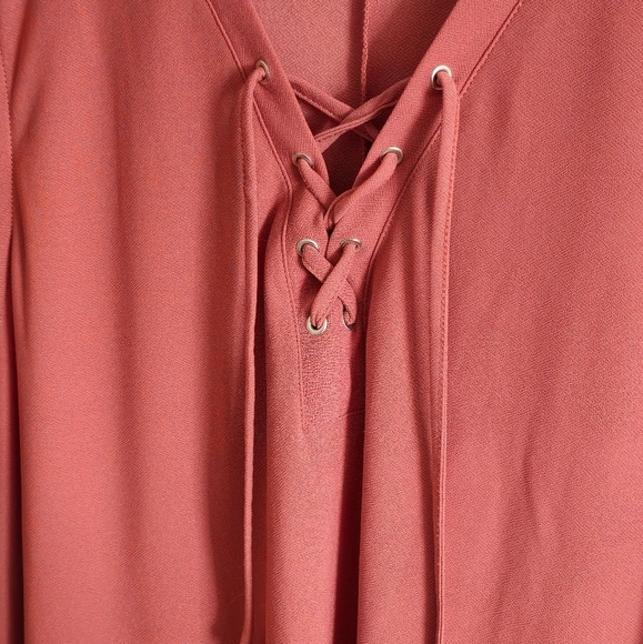 Lily Morgan Women's Terracotta Lace Up Top Size 3X - Picture 3 of 6